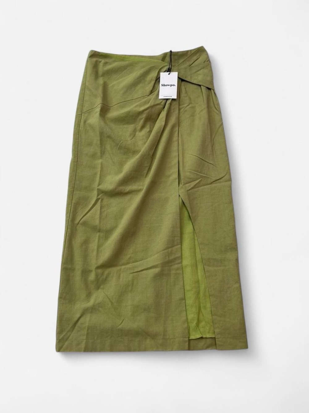 Showpo. Olive Wrap Maxi Skirt size 6